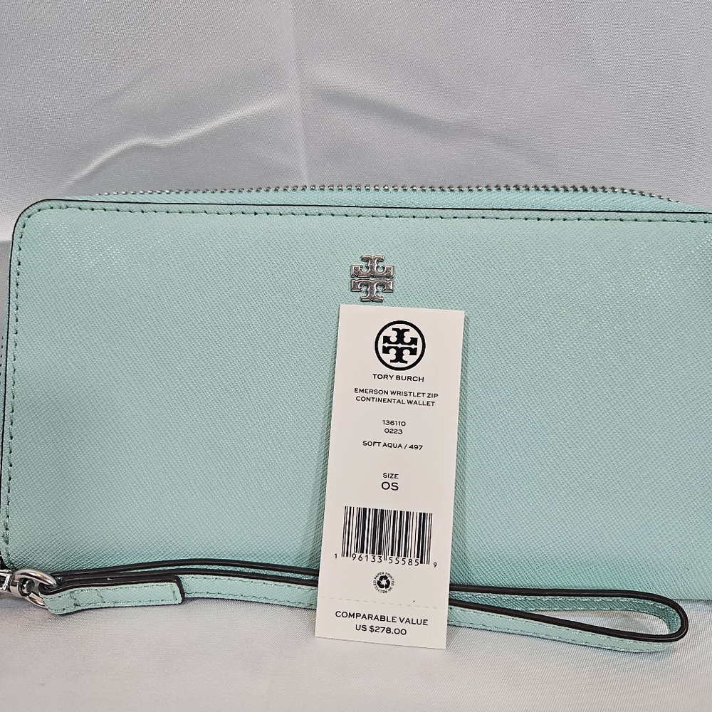 Tory Burch Mint Green Wristlet Wallet - Picture 8 of 10